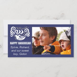 Foto Card glücklich Chanukah "Blackboard Doves" Feiertagskarte