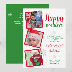 FOTO CARD Happy Holidays 2022 Red Green Einladung