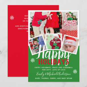 FOTO CARD Happy Holidays 2022 Red Green Einladung