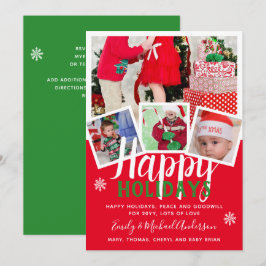 FOTO CARD Happy Holidays 2022 Red Green Einladung