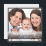 Foto-Chalkboard für Happy Holidays Family<br><div class="desc">Ihr Lieblings-Foto hebt diese quadratische Urlaubskarte hervor.</div>