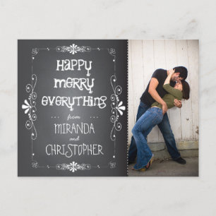 Foto Chalkboard Happy Merry Alles Postkarte
