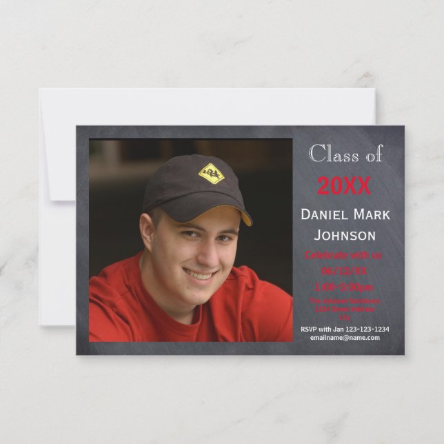 Foto Chalkboard Hintergrund - 3x5 Grad Bekanntgabe Einladung (Vorderseite)