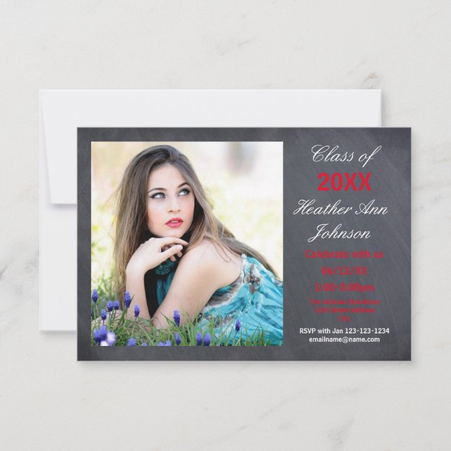 Foto Chalkboard Hintergrund - 3x5 Grad Bekanntgabe Einladung (Vorderseite)