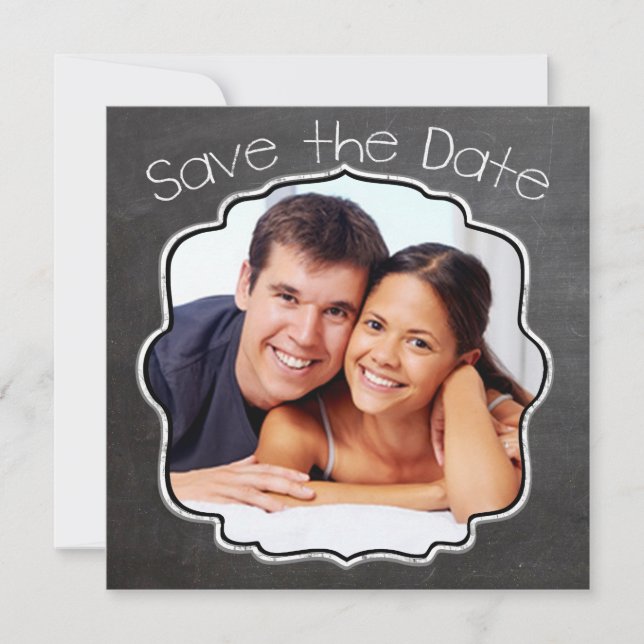 Foto Chalkboard Vintag Modern Save the Date (Vorderseite)