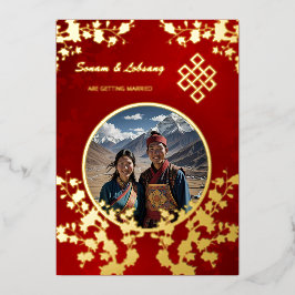 Foto Cherry Blossom tibetische Hochzeit Folieneinladung