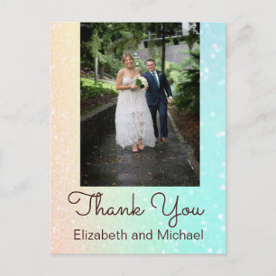 Foto Chic Glitzer Moderne Hochzeit Vielen Dank Postkarte