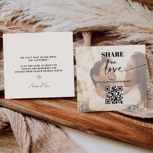 Foto Chic Share Liebe QR Code Table Cards Mitteilungskarte (Von Creator hochgeladen)
