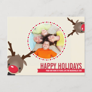 FOTO CHRISTMAS POSTCARD: Rentier rudolf 1 Feiertagspostkarte