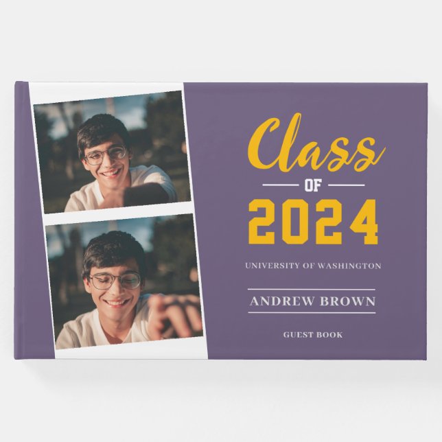 Foto Class of Pastel Lila und Gold Gästebuch (Vorderseite)