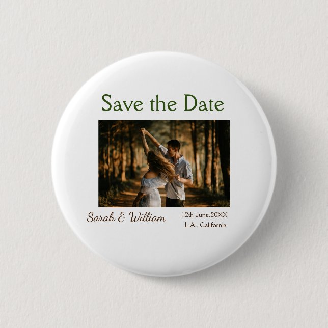 Foto Classic White elegante Typografy Hochzeit Mod Button (Vorderseite)