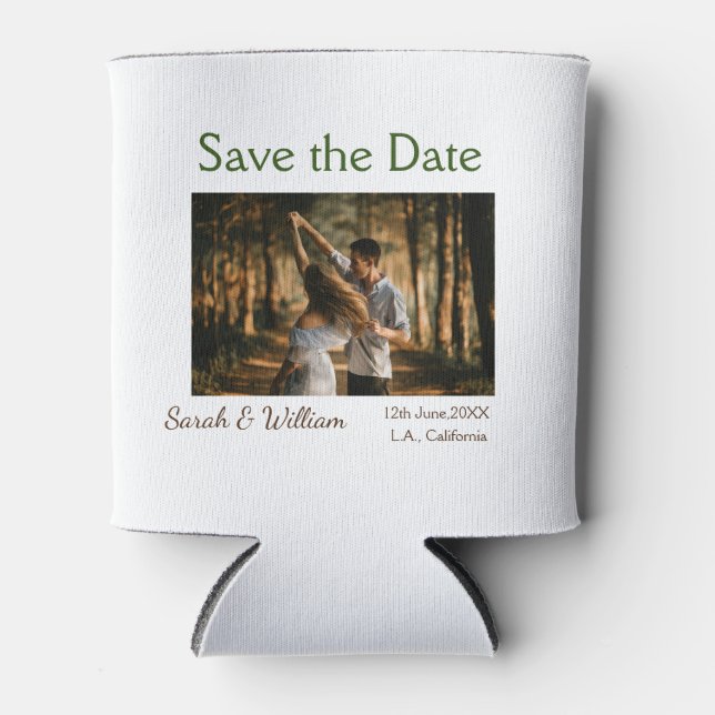 Foto Classic White elegante Typografy Hochzeit Mod Dosenkühler (Vorderseite)