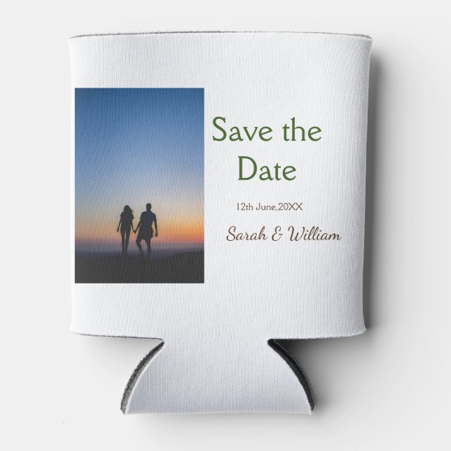 Foto Classic White elegante Typografy Hochzeit Mod Dosenkühler (Vorderseite)