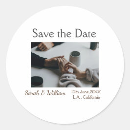 Foto Classic White elegante Typografy Hochzeit Mod Runder Aufkleber