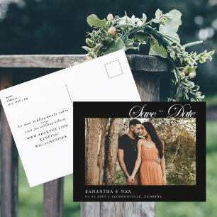 Foto Classy Black Wedding Save the Date Postkarte