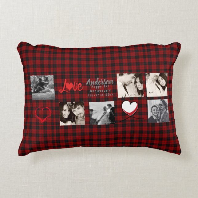 FOTO COLLAGE 10 15 20 Jubiläum Buffalo Kariert Zierkissen (Vorderseite)