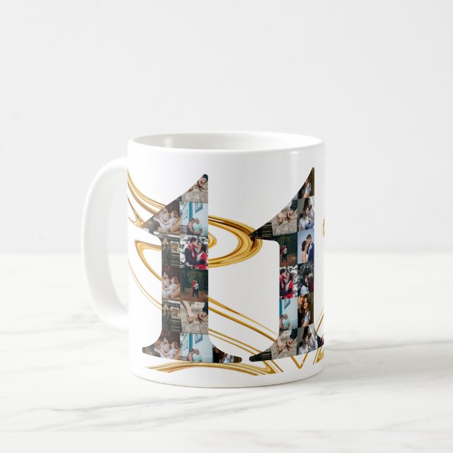 Foto Collage 11 Jahre Jubiläumsgeschenke nach Jahr Kaffeetasse (Vorderseite Links)
