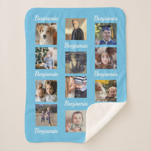 Foto Collage 12 Instagram Picture Kids Name Blau Sherpadecke