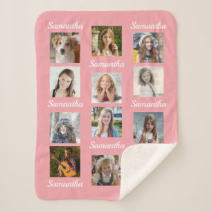 Foto Collage 12 Instagram Picture Kids Name Pink Sherpadecke