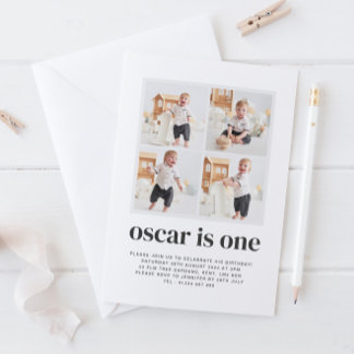 Foto Collage 1. Geburtstag Junge Einladung
