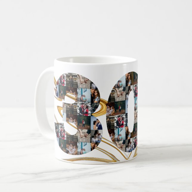 Foto Collage 30 Jahre Jubiläumsgeschenke pro Jahr Kaffeetasse (Vorderseite Links)