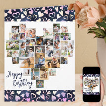 Foto Collage 36 Abb. Herz jedes Alters Geburtstag