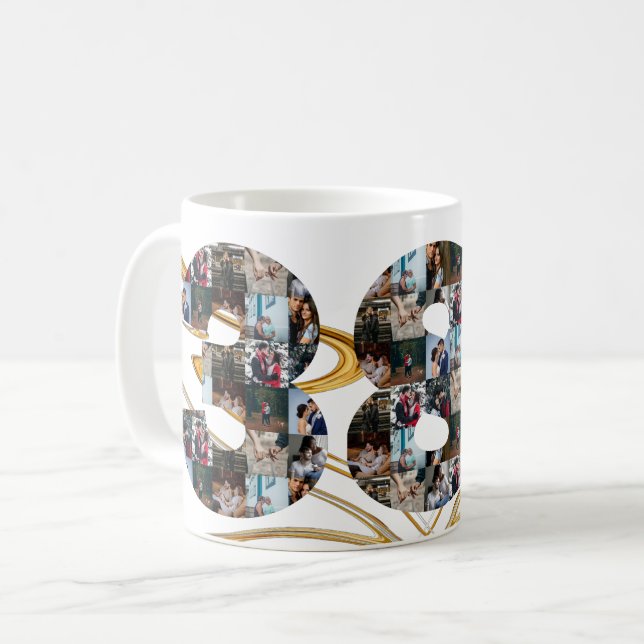 Foto Collage 38 Jahre Jubiläumsgeschenke nach Jahr Kaffeetasse (Vorderseite Links)