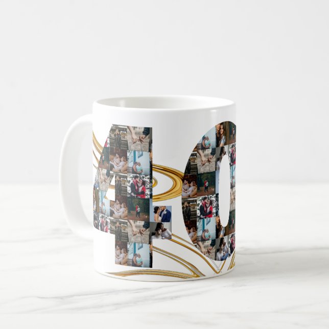 Foto Collage 40 Jahre Jubiläumsgeschenke pro Jahr Kaffeetasse (Vorderseite Links)