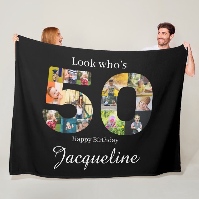 Foto Collage 50. Geburtstag Fleecedecke (Beispiel)