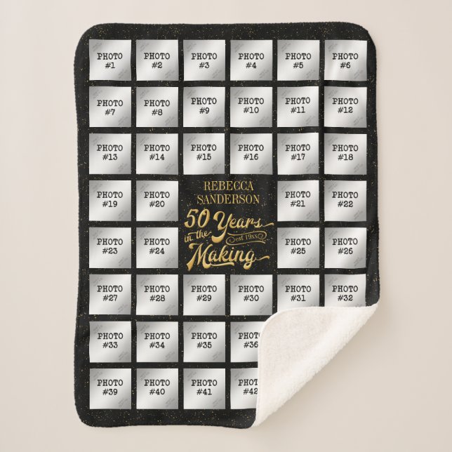 Foto Collage 50. Geburtstag Personalisiert Sherpadecke (Vorderseite)