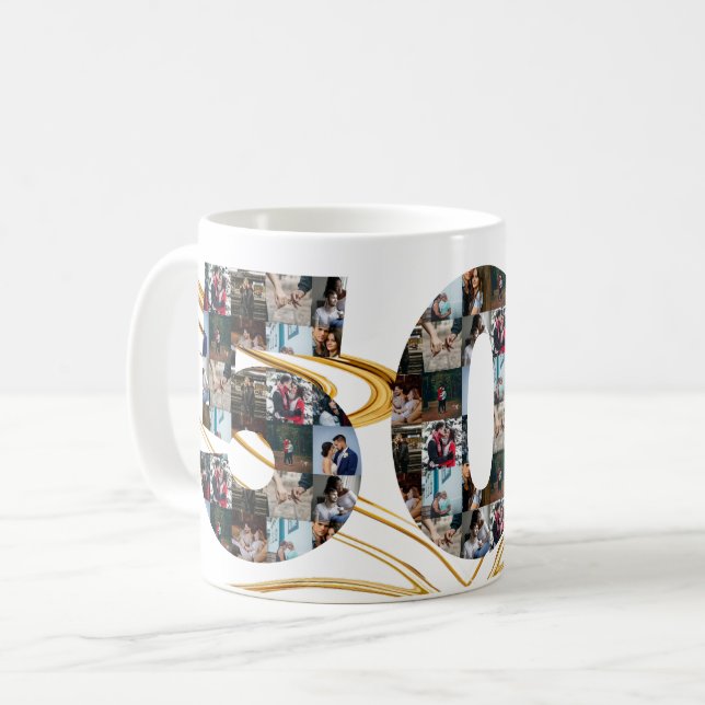Foto Collage 50 Jahre Jubiläumsgeschenke pro Jahr Kaffeetasse (Vorderseite Links)