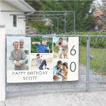 Foto Collage 5 Bild 60. Geburtstagsbanner Banner<br><div class="desc">Personalisiertes Banner zum 60. Geburtstag - oder für jedes andere Alter anpassen! Die Fotovorlage ist für Sie ein Set, um 5 Ihrer Lieblings-Fotos hinzuzufügen, die in einer Foto-Collage von horizontalen Landschaften und vertikalen Porträtformaten angezeigt werden. Die Formulierung lautet einfach "Happy Birthday [your name]" in der modernen Drucktypografie und "60" ist...</div>