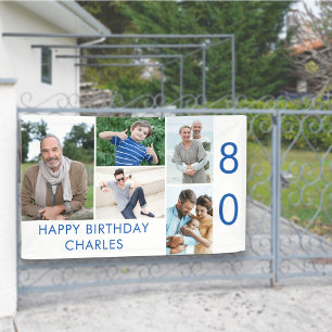 Foto-Collage 5 Bilder 80. Geburtstag Banner
