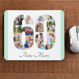 Foto Collage 60. Geburtstag Nummer 60 Mint Mousepad