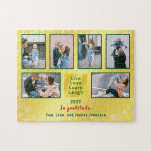 Foto-Collage 6 Bilder Live Love Learn Laugh Golden Puzzle