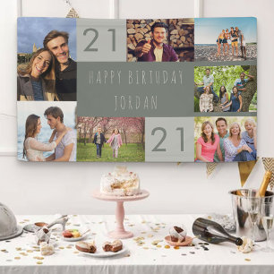 Foto Collage 7 Bild Personalisiert 21. Geburtstag Banner