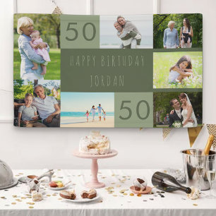 Foto Collage 7 Bild Personalisiert 50. Geburtstag Banner