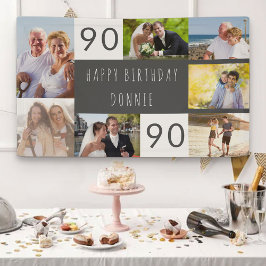 Foto Collage 7 Foto Personalisiert 90. Geburtstag Banner