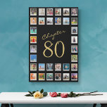Foto Collage 80. Geburtstag Kapitel 80 Groß Künstlicher Leinwanddruck<br><div class="desc">Geben Sie Ihren Lieben eine zeitlose, dauerhafte Erinnerung ihres 80. Geburtstages mit unserem FotoCollage 80. Geburtstag Kapitel 80 Große Imitate Canvas Print. Diese wunderschöne Leinwand zeigt 32 ihrer Lieblings-Fotos, die alle kunstvoll zusammengestellt sind, um ein atemberaubendes 1, 50 m² großes Design zu erhalten. Dieses Bild lässt sie sich ganz besonders...</div>