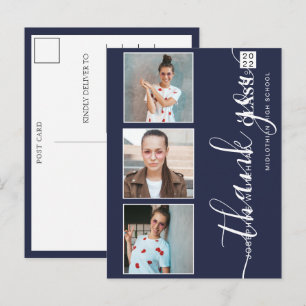 Foto Collage Abschluss 2022 Vielen Dank Navy Blue Postkarte