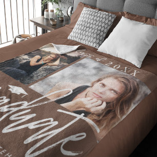 Foto Collage Abschluss Fleece Blanket Tan