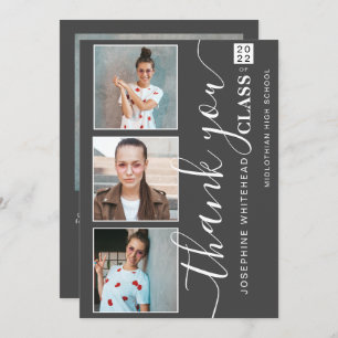 Foto Collage Abschluss Vielen Dank 2022 Dunkelgrau Dankeskarte