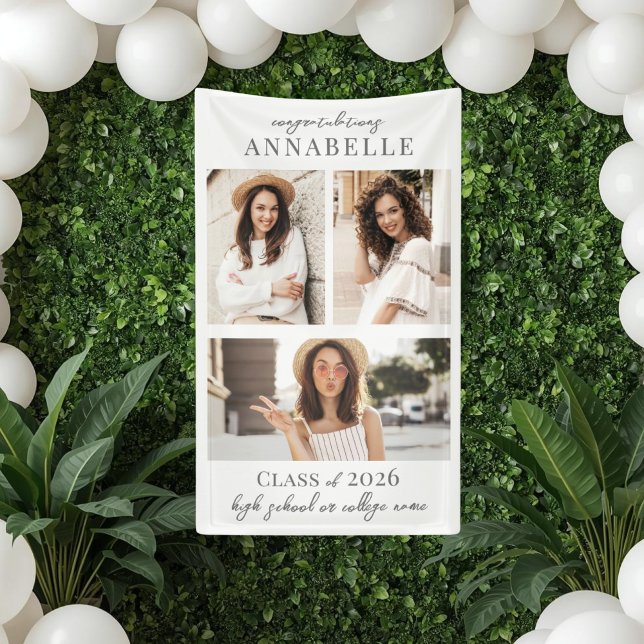 Foto-Collage-Abschlussfeier-Schild Banner (Photo Collage Graduation Party Sign)