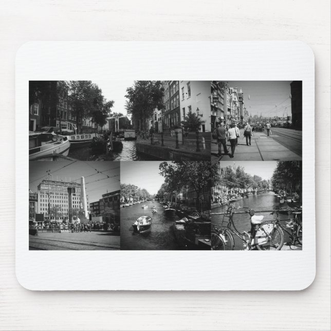 Foto Collage Amsterdam 1 in Schwarzweiß Mousepad (Vorne)
