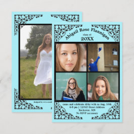 Foto Collage Aquamarin Lace - 3x5 Grad Ankündigung