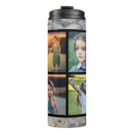 Foto-Collage aus rustikalem grauem Marmor Thermosbecher