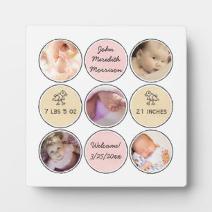 Foto Collage Baby Name, Geburtsdaten und Ente Fotoplatte