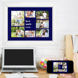 Foto Collage Best Uncle Ever Navy Blue Poster