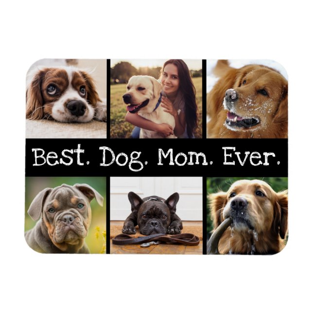 Foto Collage Beste Hunde-Mama je in Schwarz und We Magnet (Horizontal)
