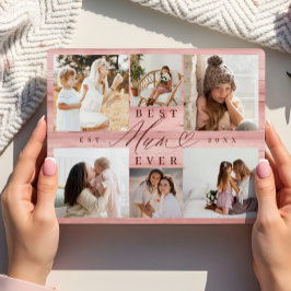 Foto Collage Beste Mama-Familie Rosa Holzkörner Fotoplatte